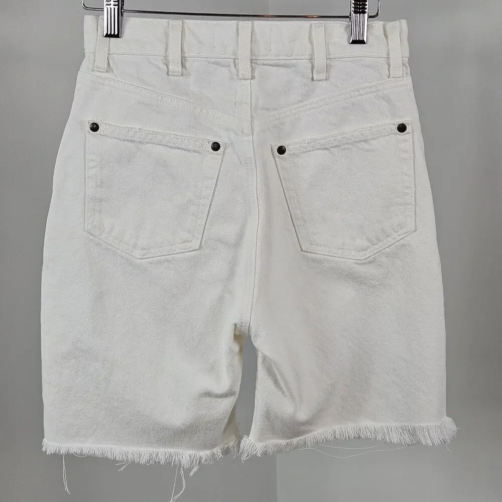 Reformation Jeans Women's White Cut-off High Rise‎ Denim Jeans Shorts | 25